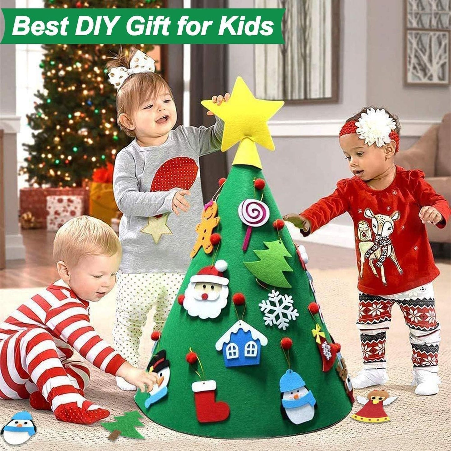 💋🎄2025 Felt Christmas Tree Set With 32PCS Ornaments