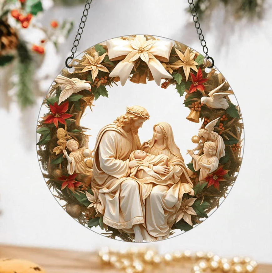 🏆Sculptural Realism Style Holy Family Christmas Parasite Hanging Ornaments