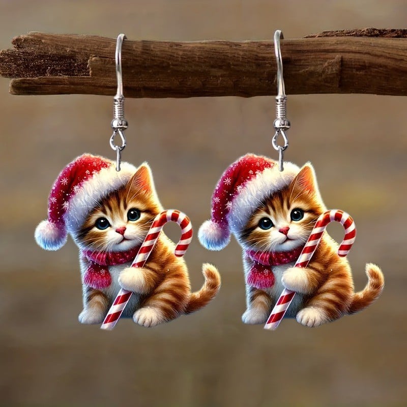💋Santa Cat Christmas Earrings