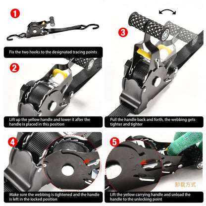 🏆 Pro Reinforced Heavy-Duty Auto-Retractable Ratchet Straps(Buy 2 Get Free Shipping)