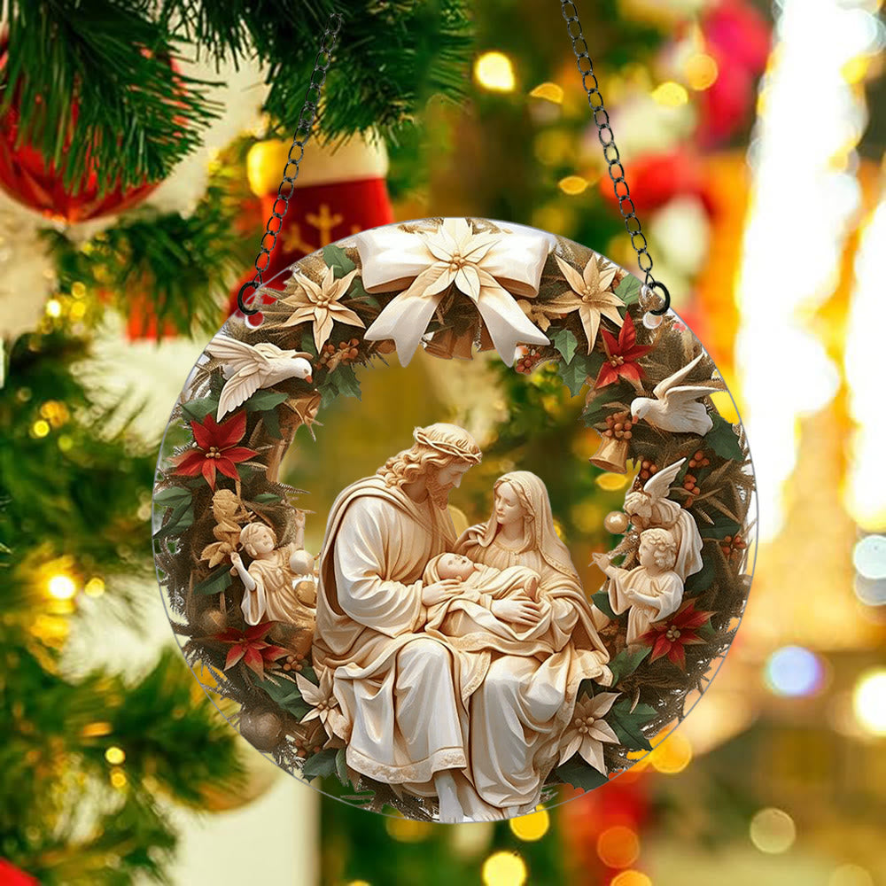 🏆Sculptural Realism Style Holy Family Christmas Parasite Hanging Ornaments