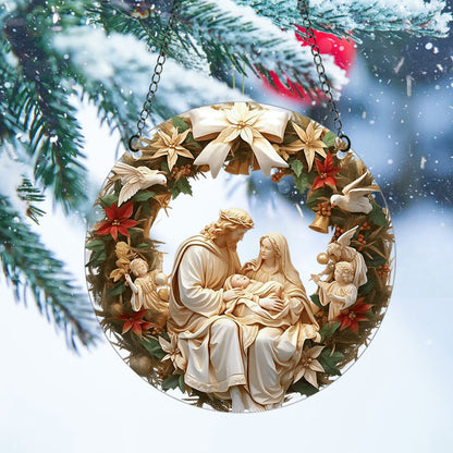 🏆Sculptural Realism Style Holy Family Christmas Parasite Hanging Ornaments