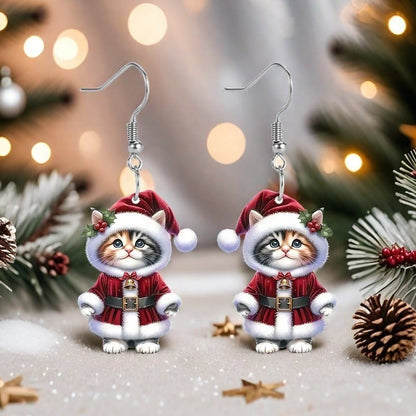 💋Santa Cat Christmas Earrings