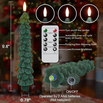 🌲Christmas Tree Flameless Taper Candle Lights with Remote Control🔥