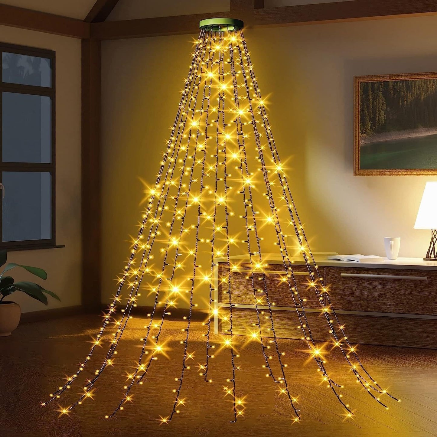 🏆👍🎄Holiday Pre-Sale🔥Waterproof Christmas Tree Waterfall Lights with Ring