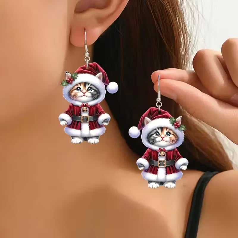 💋Santa Cat Christmas Earrings