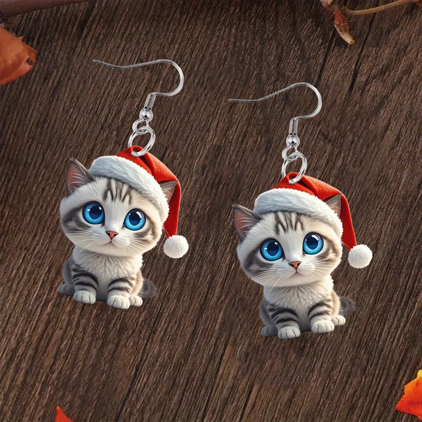 💋Santa Cat Christmas Earrings
