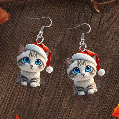 💋Santa Cat Christmas Earrings