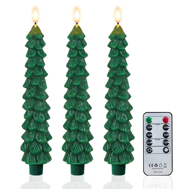 🌲Christmas Tree Flameless Taper Candle Lights with Remote Control🔥