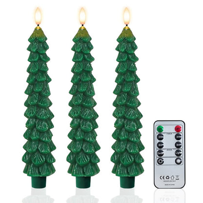 🌲Christmas Tree Flameless Taper Candle Lights with Remote Control🔥