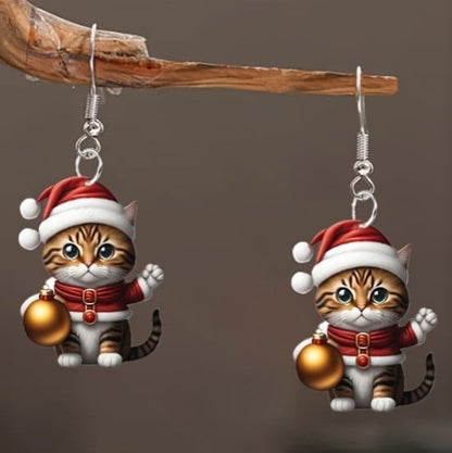 💋Santa Cat Christmas Earrings