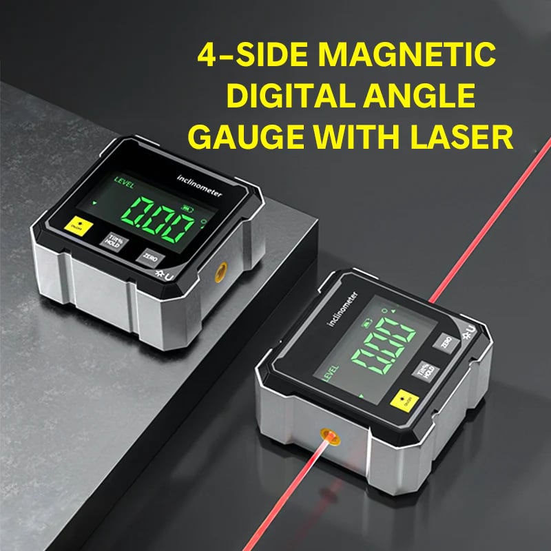 💋 4-Side Magnetic Digital Angle Gauge with Laser