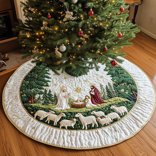 🔥Blessed Manger Christmas Quilted Tree Skirt