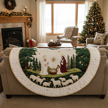 🔥Blessed Manger Christmas Quilted Tree Skirt