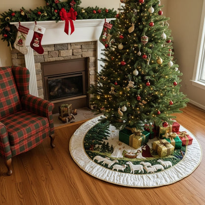 🔥Blessed Manger Christmas Quilted Tree Skirt