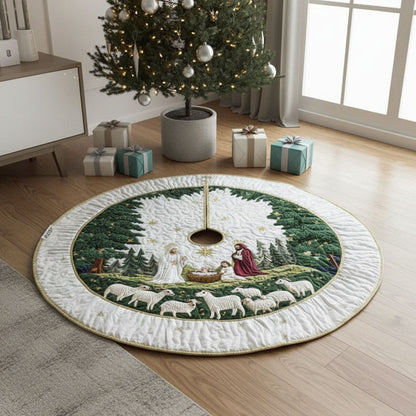 🔥Blessed Manger Christmas Quilted Tree Skirt