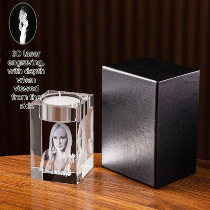 👦🏻👱🏻‍♀️Personalized 3D Photo Crystal Candle Holder🙎🏼‍♀️👧🏻💋