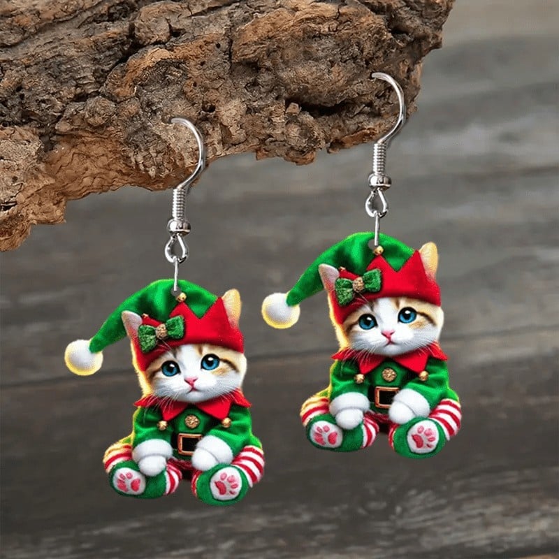 💋Santa Cat Christmas Earrings