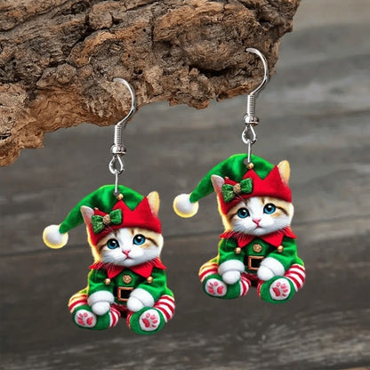 💋Santa Cat Christmas Earrings