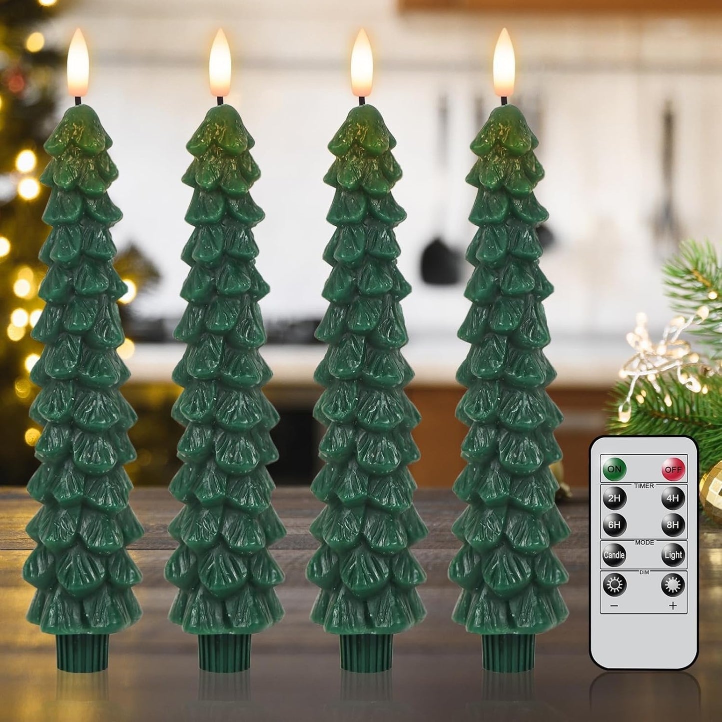 🌲Christmas Tree Flameless Taper Candle Lights with Remote Control🔥