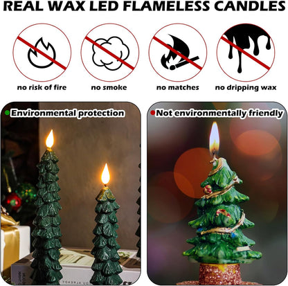 🌲Christmas Tree Flameless Taper Candle Lights with Remote Control🔥