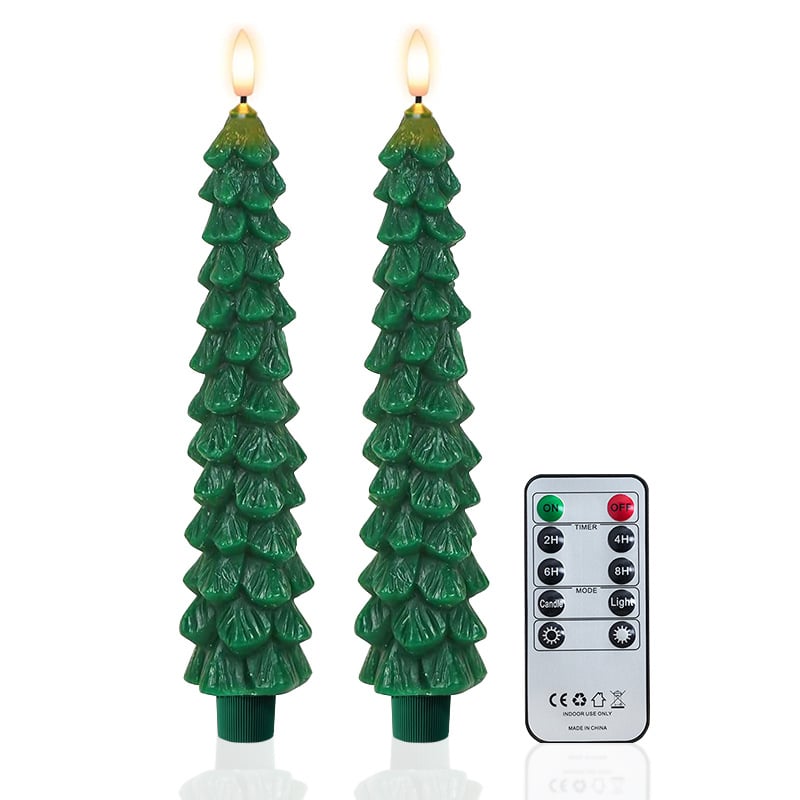 🌲Christmas Tree Flameless Taper Candle Lights with Remote Control🔥