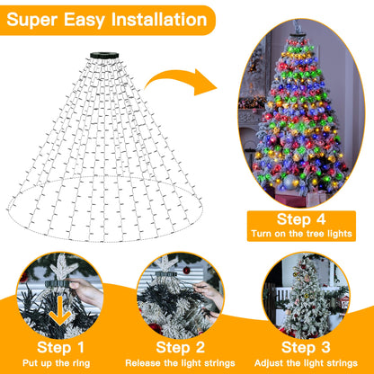 🏆👍🎄Holiday Pre-Sale🔥Waterproof Christmas Tree Waterfall Lights with Ring