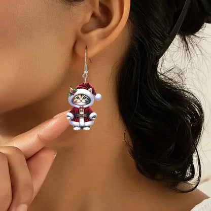 💋Santa Cat Christmas Earrings