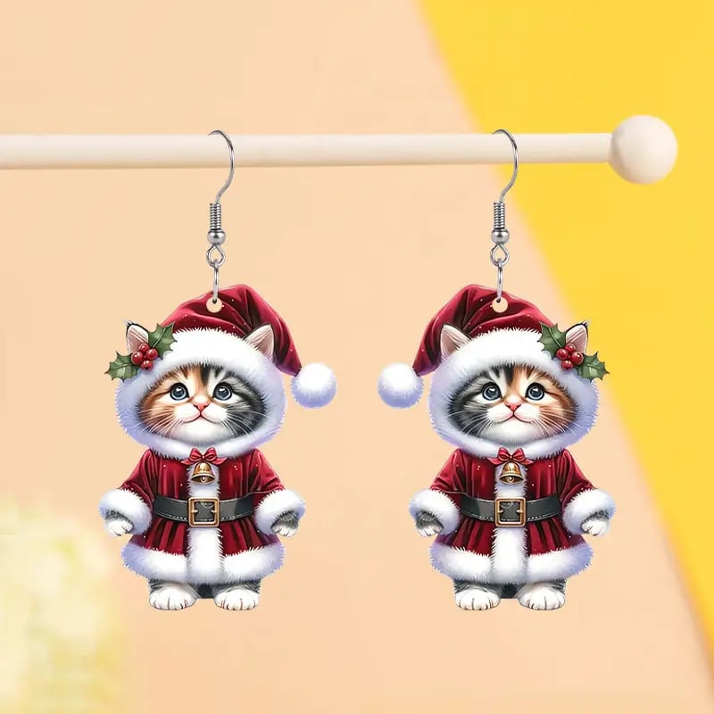 💋Santa Cat Christmas Earrings