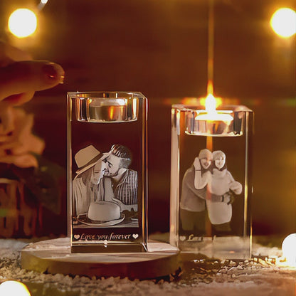 👦🏻👱🏻‍♀️Personalized 3D Photo Crystal Candle Holder🙎🏼‍♀️👧🏻💋