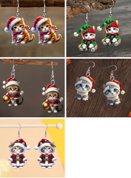 🏆Santa Cat Christmas Earrings