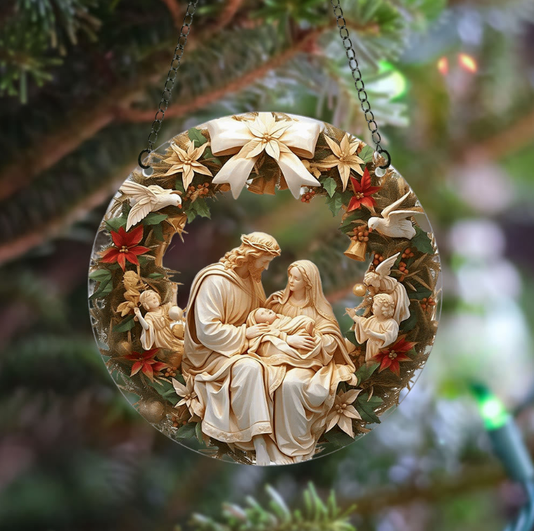 🏆Sculptural Realism Style Holy Family Christmas Parasite Hanging Ornaments