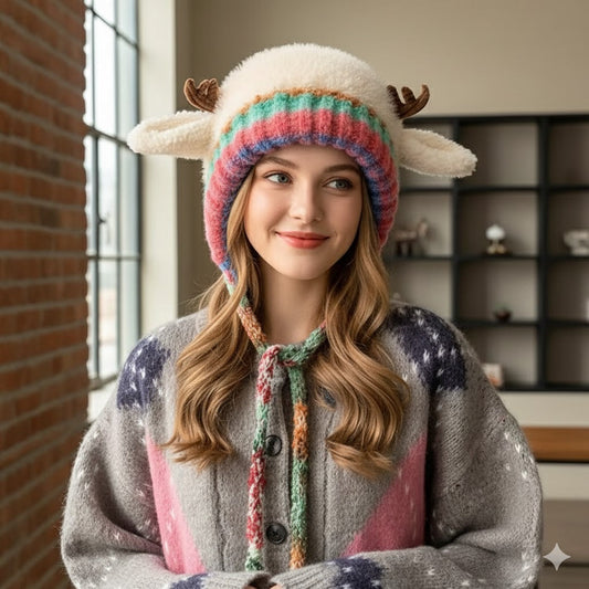 Fluffy Winter Antler Hat 🔥 - Stay Warm & Cute All Winter + Converts Into a Storage Bag